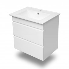 FIESTA комплект мебели 60см белый  15-600-01: тумба подвесная, 2 ящика + умывальник накладной