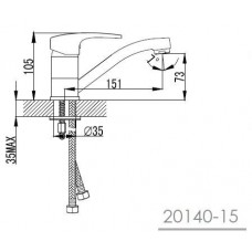 JESENIK смеситель для кухни (носик 151мм), хром, IMPRESE 20140-15