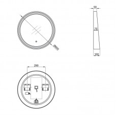 Дзеркало Robin настінне кругле, LED touch switch, з антизапотіванням, R600 мм Black Qtap