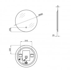 Дзеркало Scorpio настінне кругле, LED touch switch, з антизапотіванням, R590 мм Qtap