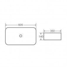 Qtap Tern раковина накладна прямокутна з донним клапаном 605x350x140mm WHITE